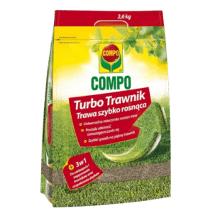 Compo Turbo Trawnik Nasiona Traw 2,6kg – Gęsta i Zielona Murawa w Krótkim Czasie
