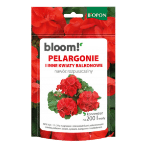 Biopon Bloom Nawóz Rozpuszczalny do Pelargonii i Kwiatów Balkonowych 200 g – Obfite Kwitnienie Twoich Roślin