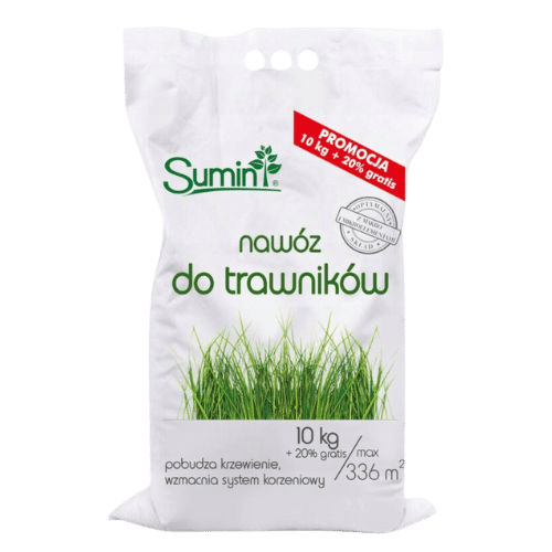 Sumin Nawóz Do Trawnika 10 kg + 2 kg Gratis – Gęsty i Soczyście Zielony Trawnik