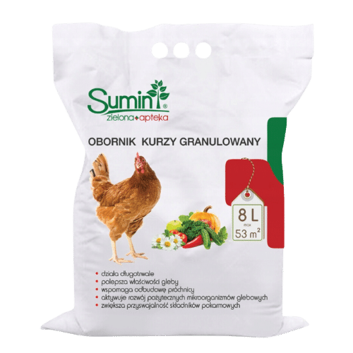 Sumin Obornik Kurzy Granulowany 8L – Skuteczne Nawadnianie Gleby Sumin Obornik Kurzy Granulowany 8L – Naturalne Odżywienie Roślin