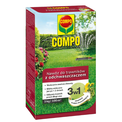 Compo Nawóz 3w1 z Odchwaszczaczem 3kg – Gęsty Trawnik Wolny od Chwastów Compo 3w1 Nawóz z Odchwaszczaczem 3kg – Gęsty i Wolny od Chwastów Trawnik