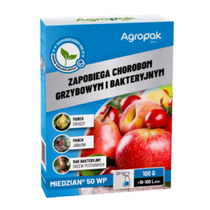 Agropak Miedzian 50 WP Skuteczna Ochrona Roślin przed Chorobami Grzybowymi i Bakteryjnymi 100g - obrazek 1