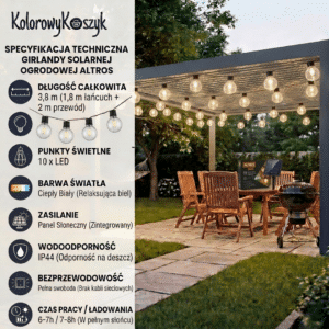Girlanda Solarna Ogrodowa LED 3,8m RONA Duże Kule 5cm - obrazek 7