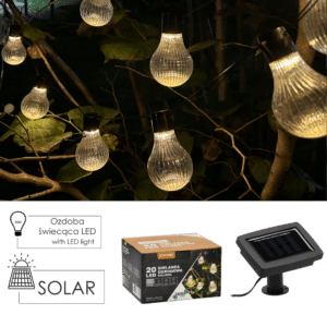 Girlanda Solarna Ogrodowa 5,8m STRIPES 20 LED Ciepła - obrazek 1