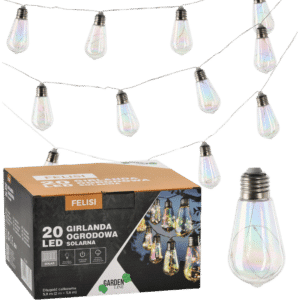 Girlanda Solarna Ogrodowa LED 5,8m FELISI 20 Żarówek Zimna Biel - obrazek 1