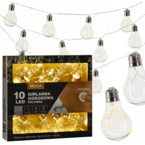 Girlanda Solarna Ogrodowa LED 3,8m MOZA Ciepła Biel - obrazek 1