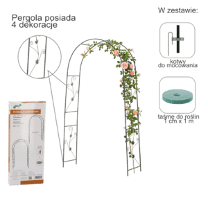 Pergola Ogrodowa Metalowa 114x230cm z Kotwami Ciemna Zieleń - obrazek 1