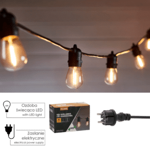 Girlanda Ogrodowa 220V 10m FILAME 10 Żarówek E27 LED - obrazek 1